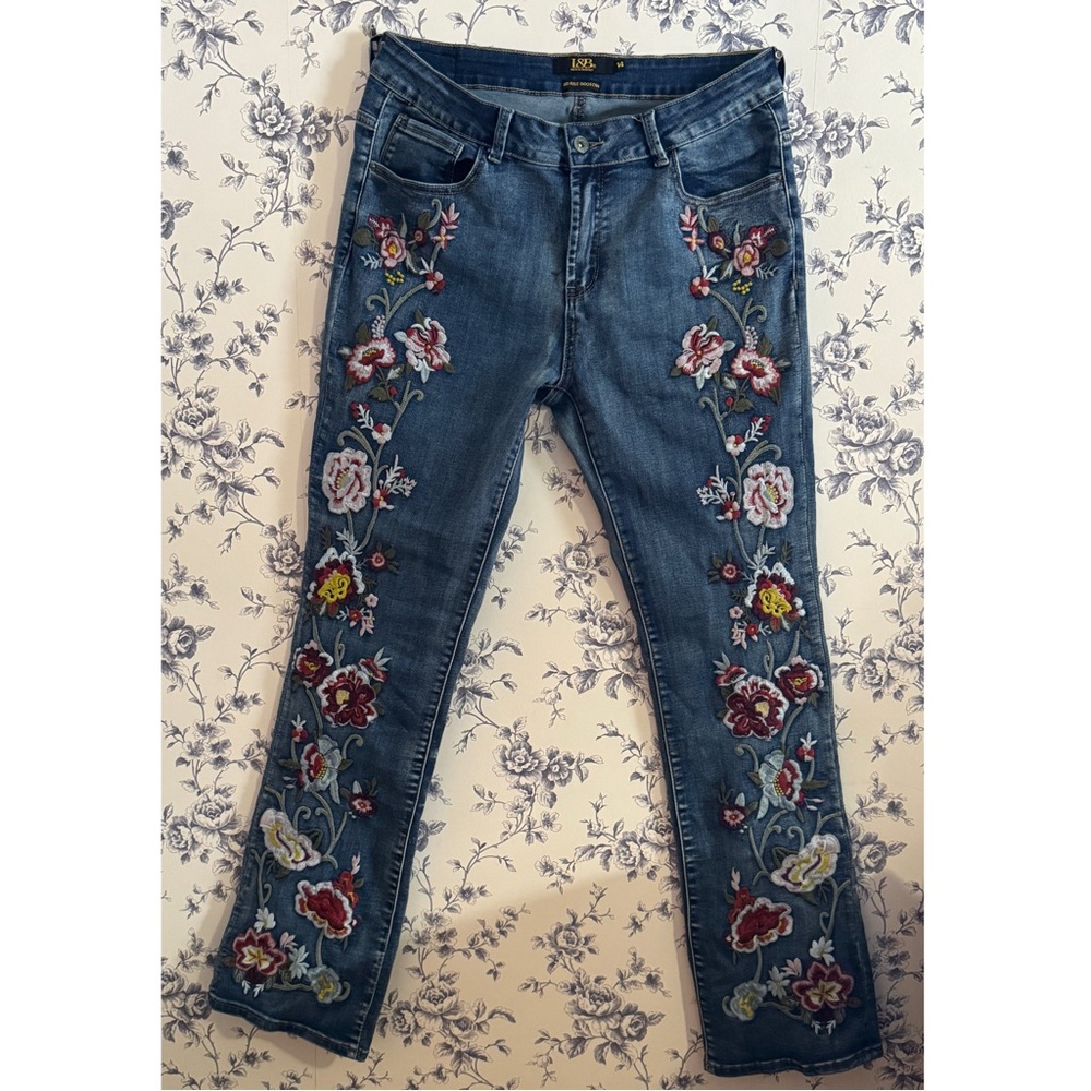 Floral Embroidered Boot Cut Jeans